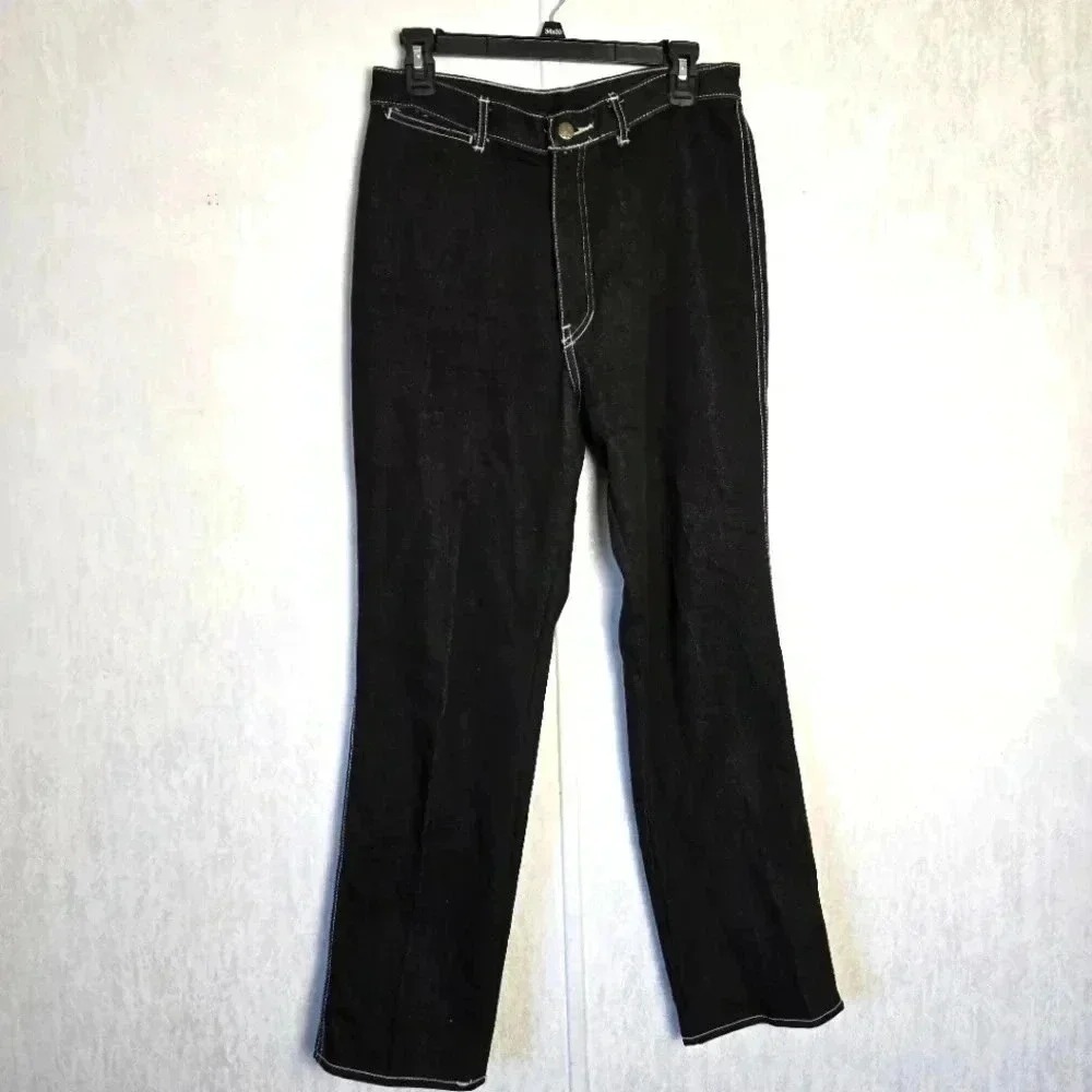 VINTAGE PS Gitano Jeans 14 Black Straight High Rise 44976 Embroidered Stitching